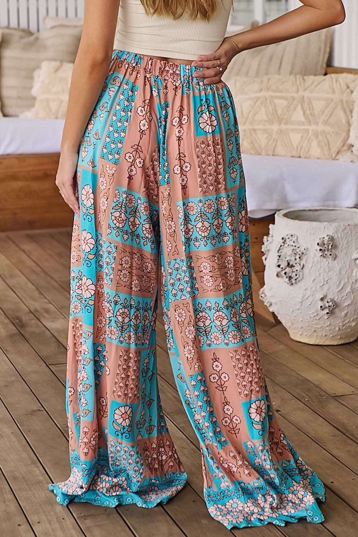 JAASE - Bombay Pants: Mid Rise Super Wide Leg Pant in Forevermore Print