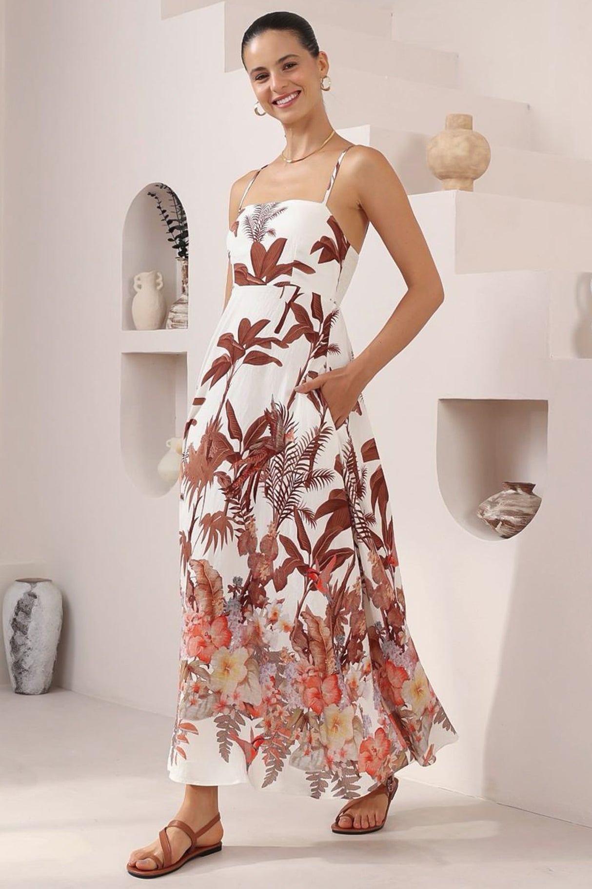Bonita Maxi Dress: Spaghetti Strap Sun Dress in Azriel Print