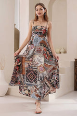 Bonita Maxi Dress: Spaghetti Strap Sun Dress in Elaine Print