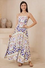 Bonita Maxi Dress: Spaghetti Strap Sun Dress in Estella Print