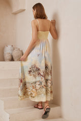 Bonita Maxi Dress: Spaghetti Strap Sun Dress in Grasie Print