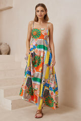 Bonita Maxi Dress: Spaghetti Strap Sun Dress in Myra Print