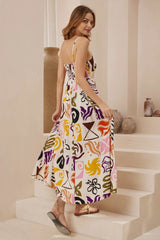 Bonita Maxi Dress: Spaghetti Strap Sun Dress in Sebastian Print