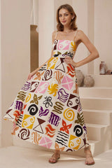 Bonita Maxi Dress: Spaghetti Strap Sun Dress in Sebastian Print