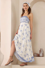 Bonita Maxi Dress: Spaghetti Strap Sun Dress in Sparrow Print