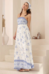 Bonita Maxi Dress: Spaghetti Strap Sun Dress in Sparrow Print