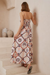 Bonita Maxi Dress: Spaghetti Strap Sun Dress in Zaidin Print