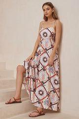 Bonita Maxi Dress: Spaghetti Strap Sun Dress in Zaidin Print