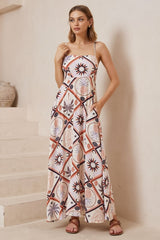 Bonita Maxi Dress: Spaghetti Strap Sun Dress in Zaidin Print