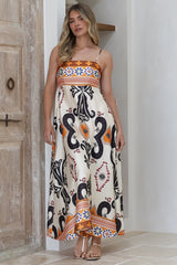 Bonita Maxi Dress - Spaghetti Strap Sun Dress in Belrae Print