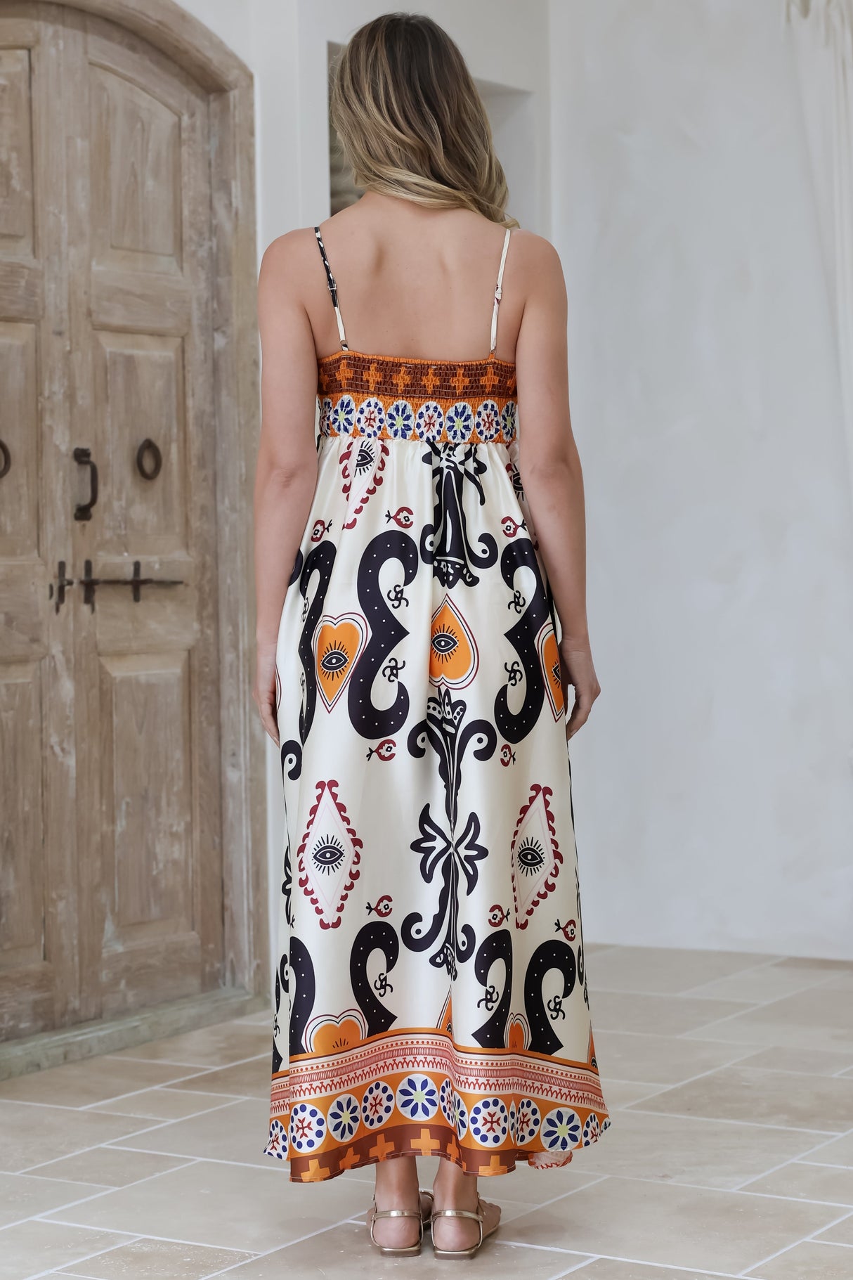 Bonita Maxi Dress - Spaghetti Strap Sun Dress in Belrae Print
