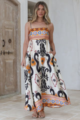 Bonita Maxi Dress - Spaghetti Strap Sun Dress in Belrae Print