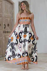 Bonita Maxi Dress - Spaghetti Strap Sun Dress in Belrae Print