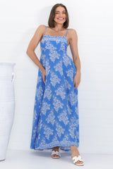 Bonita Maxi Dress: Spaghetti Strap Sun Dress in Bridgette Print