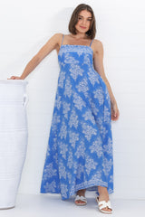 Bonita Maxi Dress: Spaghetti Strap Sun Dress in Bridgette Print