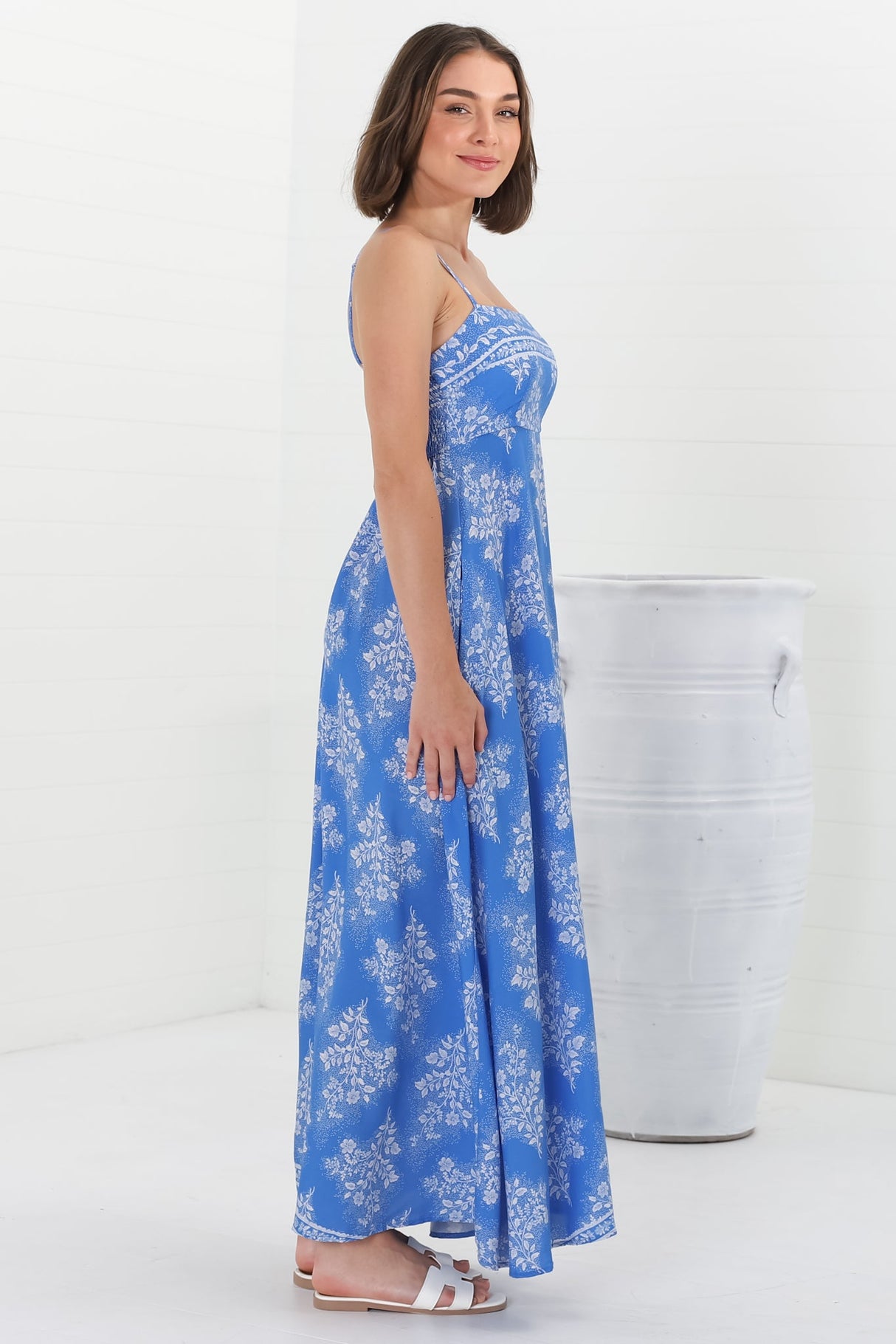 Bonita Maxi Dress: Spaghetti Strap Sun Dress in Bridgette Print