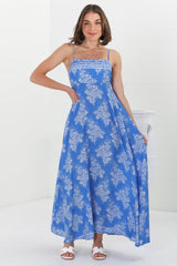 Bonita Maxi Dress: Spaghetti Strap Sun Dress in Bridgette Print