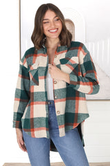 Bonnie Shacket - Relaxed Checkerd Button Down Shirt Jacket in Green