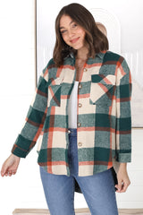 Bonnie Shacket - Relaxed Checkerd Button Down Shirt Jacket in Green