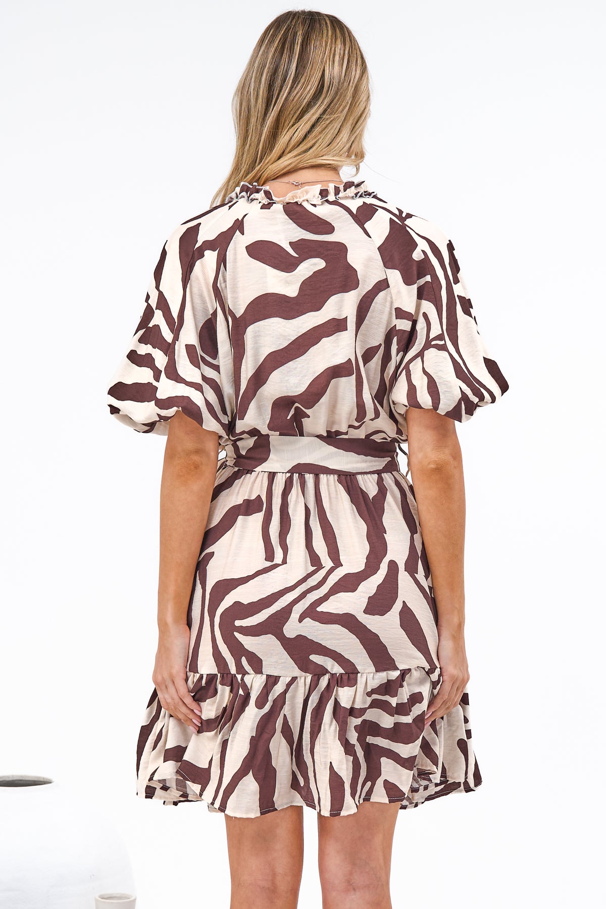 Bonnie Mini Dress - V Neck A-Line Mini Dress in Toti Print