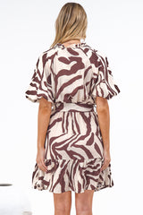 Bonnie Mini Dress - V Neck A-Line Mini Dress in Toti Print