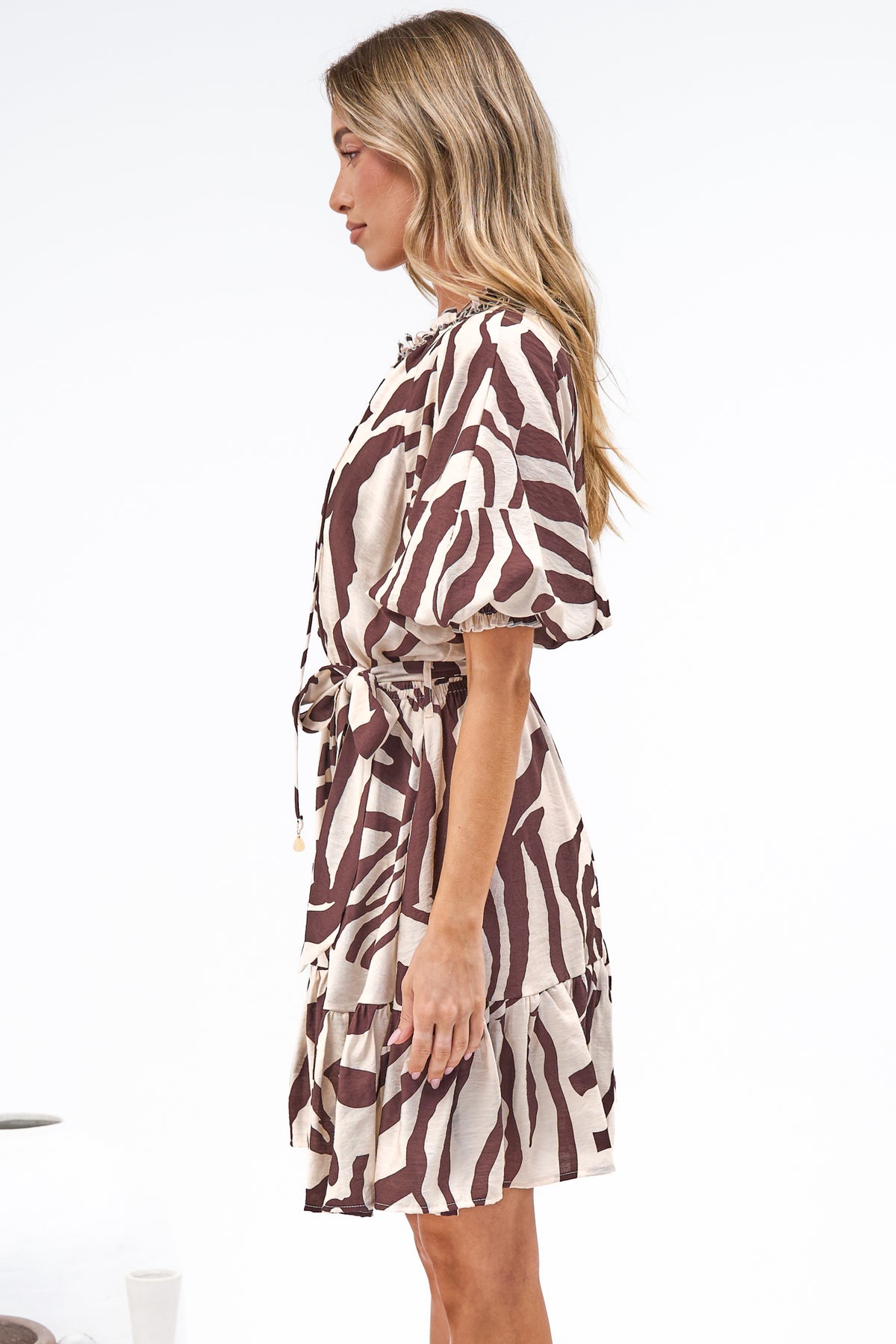 Bonnie Mini Dress - V Neck A-Line Mini Dress in Toti Print