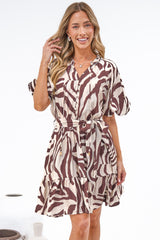 Bonnie Mini Dress - V Neck A-Line Mini Dress in Toti Print