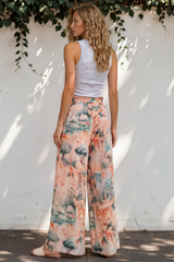 Charli Pants - Paper Bag High Waisted Wide Leg Pants in Swanlea Print