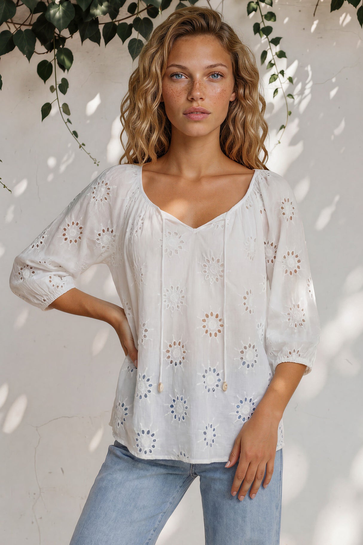 Blanche Blouse - Hollow Out Top in White