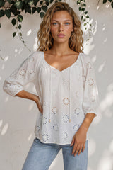 Blanche Blouse - Hollow Out Top in White