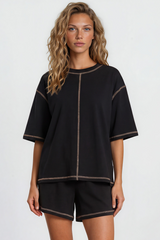 Ardan Set - Relaxed Oversized Set with Short Sleeves in Black