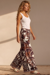 Charli Pants - Paper Bag High Waisted Wide Leg Pants in Samara Print
