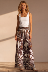 Charli Pants - Paper Bag High Waisted Wide Leg Pants in Samara Print