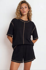 Ardan Set - Relaxed Oversized Set with Short Sleeves in Black