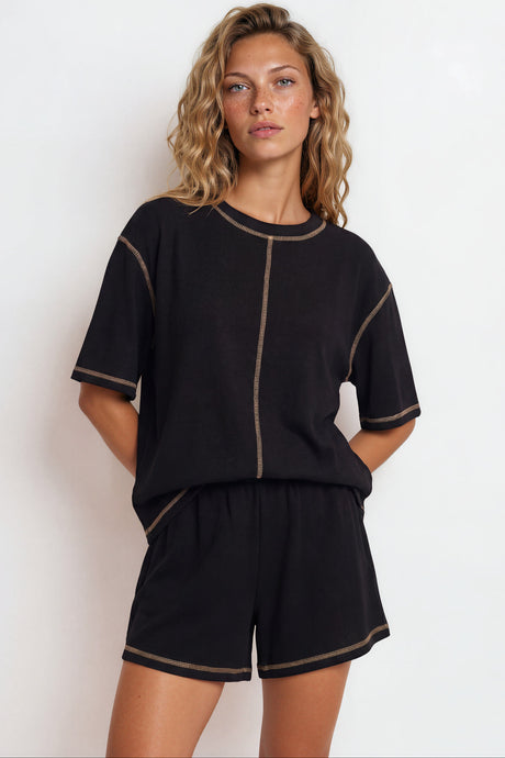 Ardan Set - Relaxed Oversized Set with Short Sleeves in Black