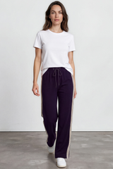 Oskar Pants - High Waisted Sports Stripe Side Seams in Navy