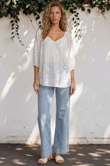 Blanche Blouse - Hollow Out Top in White