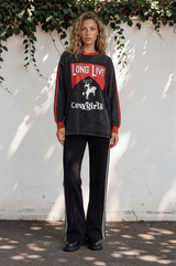 Victoria Pants - High Waisted Sports Stripe Side Seams in Black