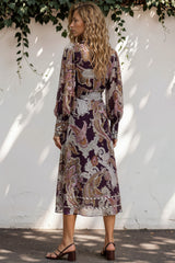Lavinia Maxi Dress  - Mandarin Collar with Long Balloon Sleeves in Woodstock Print