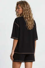 Ardan Set - Relaxed Oversized Set with Short Sleeves in Black