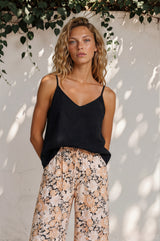 Lyanna Pants Paper Bag High Waisted Wide Leg Pants with Floral Print