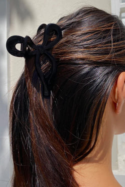 Bow Peep Claw Clip - Matte Bow Hair Clip in Black
