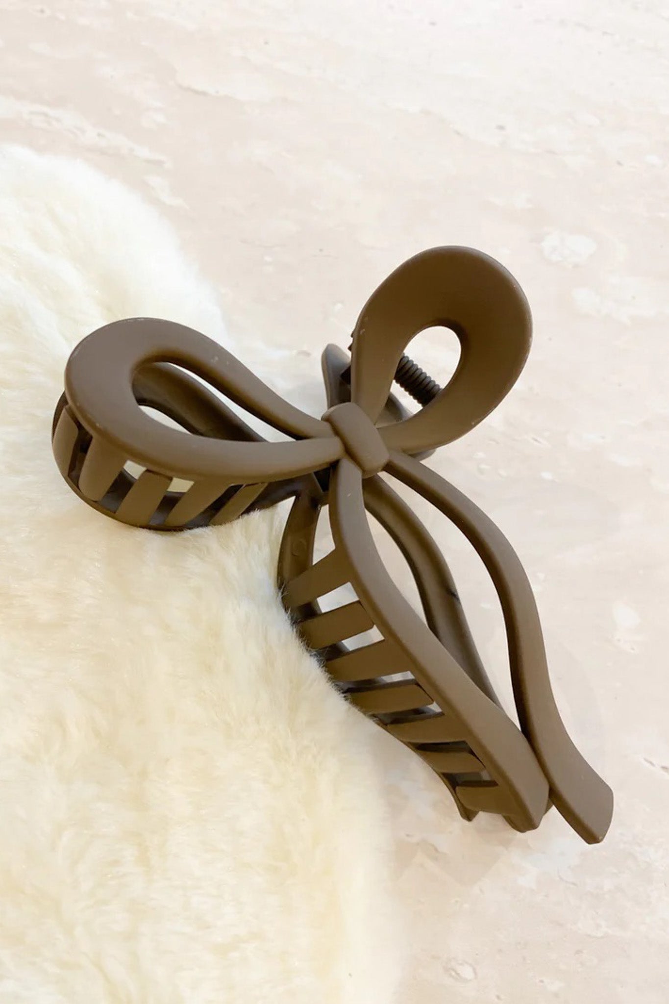 Bow Peep Claw Clip - Matte Bow Hair Clip in Brown