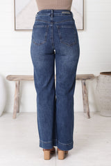 Bowen High Waist Straight Leg Jeans in Medium Wash Denim