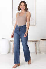 Bowen High Waist Straight Leg Jeans in Medium Wash Denim