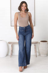 Bowen High Waist Straight Leg Jeans in Medium Wash Denim