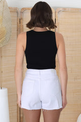 Bray Denim Shorts - Distressed High Waist Shorts in White