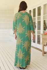 JAASE - Bree Maxi Dress: Handkerchief Sleeve Shift Dress in Island Luxe Print