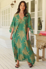JAASE - Bree Maxi Dress: Handkerchief Sleeve Shift Dress in Island Luxe Print