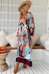 JAASE - Bree Maxi Dress: Long Balloon Sleeve Shift Dress in Wild Hearts Print